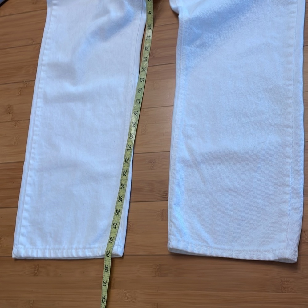 Avec Les Filles Women’s High Rise Jeans Size 30 White Button Fly Straight Leg - Picture 11 of 12